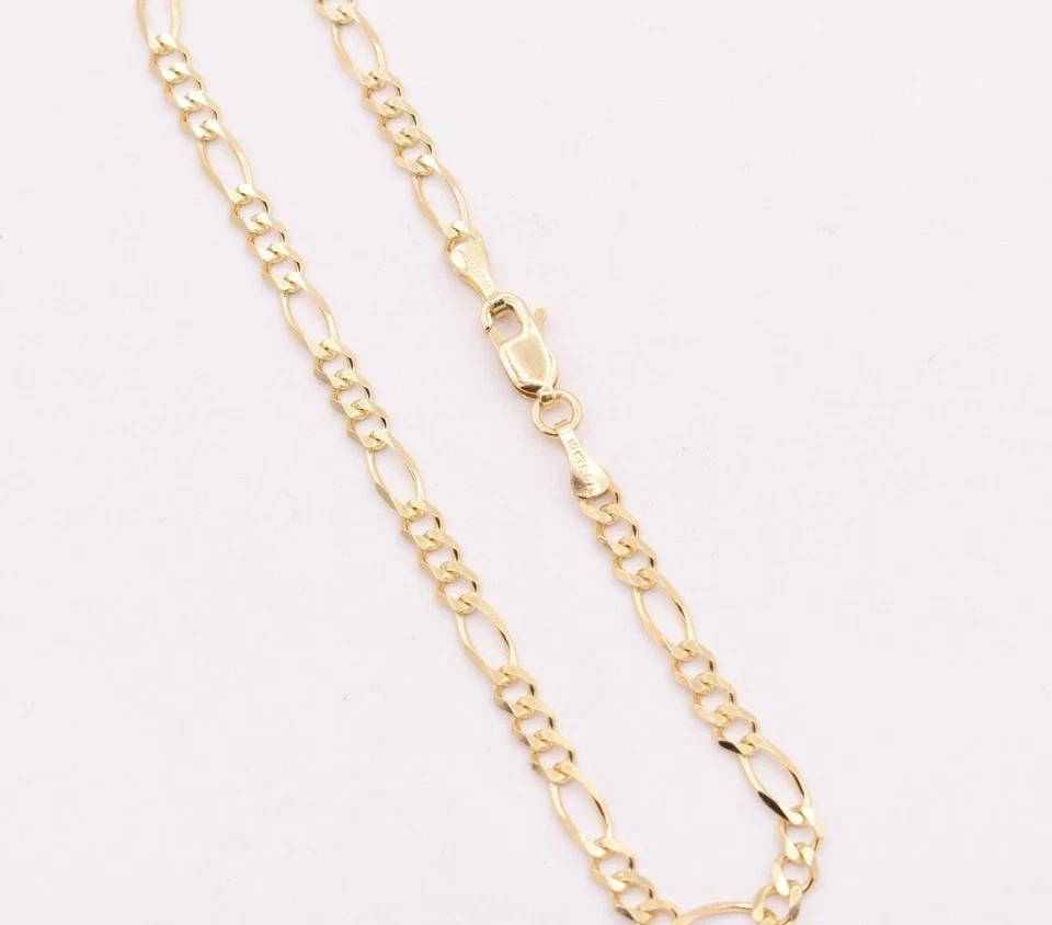 3.5mm Royal Figaro Solid Link Ankle Bracelet Anklet Real 10K Yellow Gold 8"-12" - Image 3 of 4