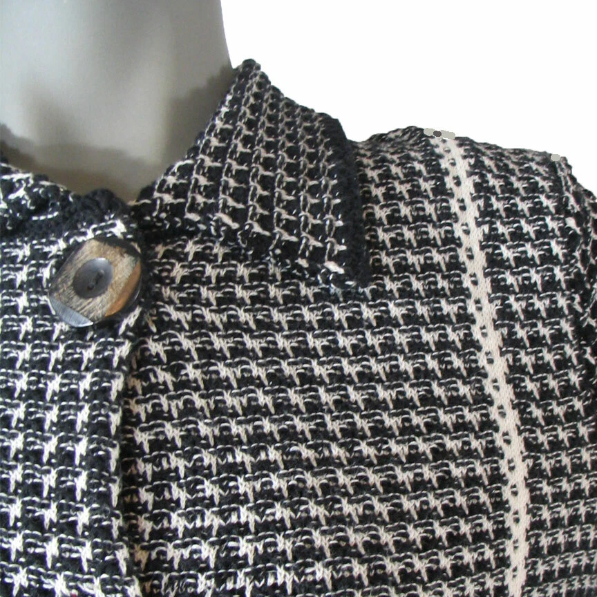 Cárdigan de punto de algodón blanco y negro talla Willow: chaqueta suéter top como nuevo Foto 3 de 4