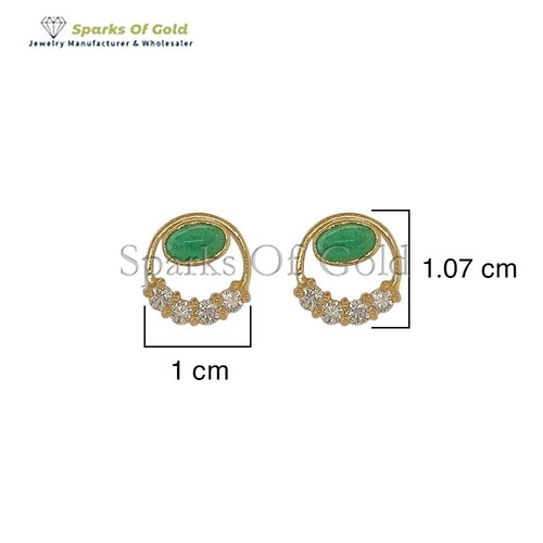 Aretes de diamantes y esmeraldas naturales de oro amarillo de 14 k hechos a mano joyería regalo - Imagen 3 de 3