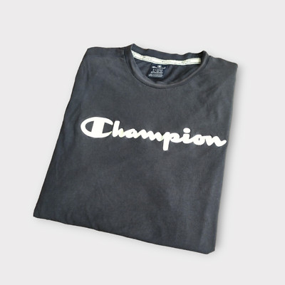 Champion T-Shirt Blau Spellout Größe XL Kleidung L