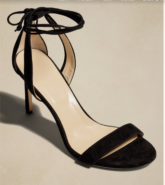 Banana Republic Margaux Sandal Pump Suede Black Tie Ankle NEW Heel