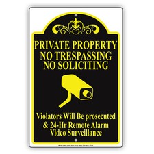 Private Property No Trespassing No Soliciting Novelty Notice Aluminum Metal Sign