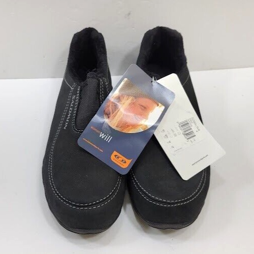 Scarpe slip on donna Salomon Sports nuove con etichette taglia 10 pelle nera
