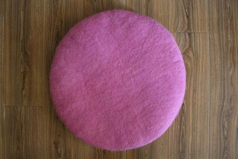  Almohadilla de silla de lana - Cojín hecho a mano - 35 cm - Almohadilla de asiento de fieltro - Almohadilla de asiento redonda - Cojín Foto 4 de 4