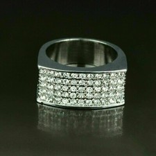 1.45 Ct Round Simulated Diamond Engagement Men's Band Ring 925 Sterling Silver