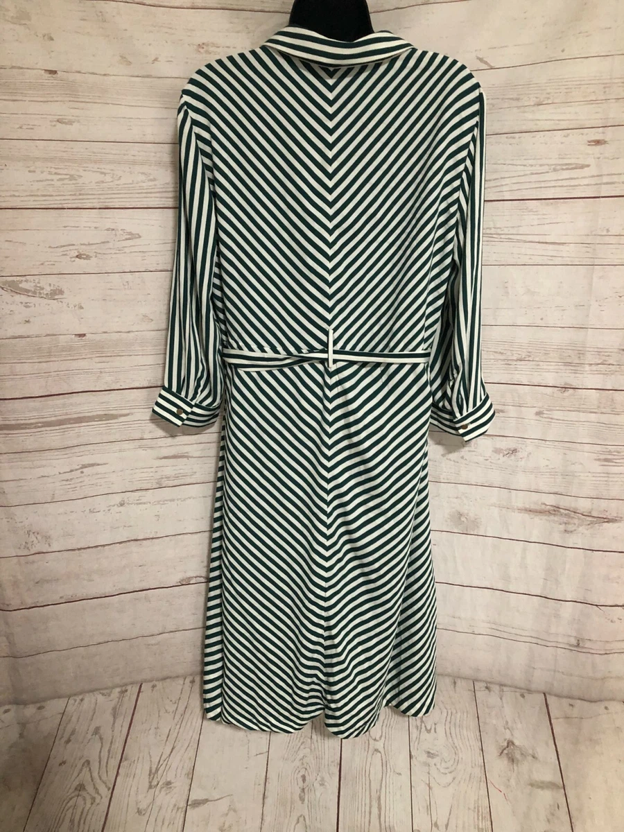 H&m green cheap striped dress