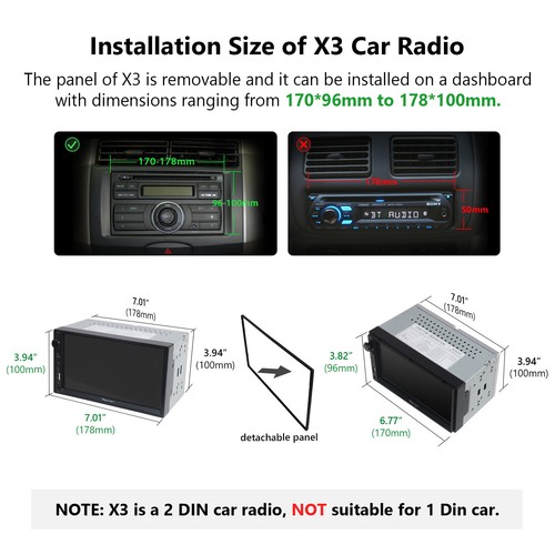 Eonon X3 Car Stereo Double Din with Wireless CarPlay & Android Auto Bluetooth FM - Picture 4 of 16