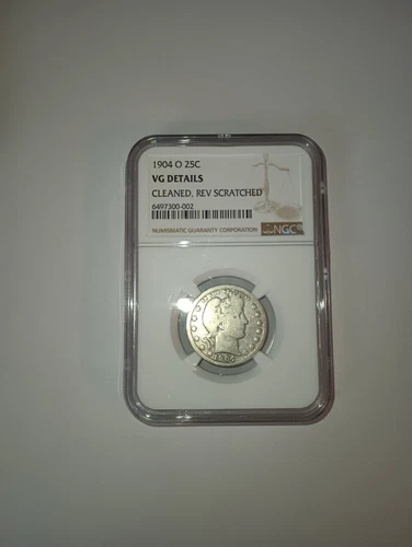 1904-O Barber Quarter NGC, Very Good Details Scarce 