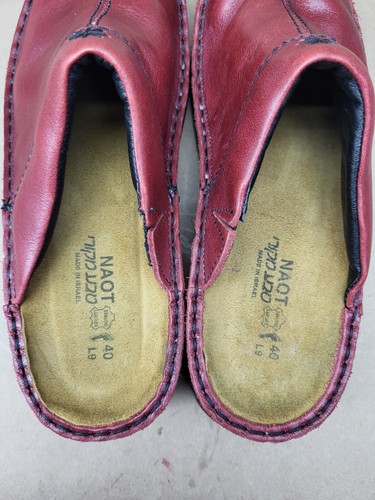 Naot Womens Mules Clogs Slip On Heels Shoes Size 40 Burgundy Leather - Picture 11 of 12