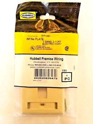 IFP13EI HUBBELL 3-Port Wall Plate, Flush, 1-G, Electric Ivory