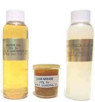 1 oz. each LUBRICANT OIL + GREASE + TRACK CLEANER  AMERICAN FLYER TRAINS Parts