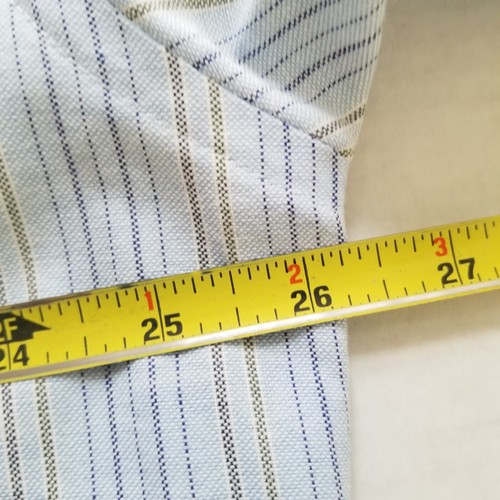 Camisa Manhattan Para Hombre 17.5 Azul Rayas Sin Arrugas Oxford Manga Corta - Imagen 5 de 8