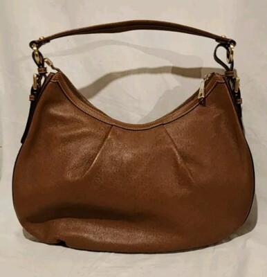 Louis Quatorze Monogram Genuine Leather Handbag Hobo Purse Bag Tote Large  Brown