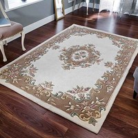 Indian Aubusson Cream Beige Wool Pile Traditional Rugs 200x285cm Chinese Large Indian Aubusson Cream Beige Wool Pile Traditional Rugs 200x285cm Chinese Large
