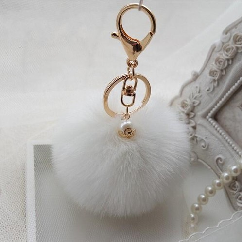 Cute Faux Rabbit Fur Fluffy Pom pom Ball Bag Car Pendant Charm Key Keyring - Picture 29 of 33