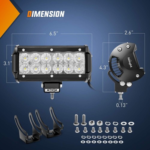 Nilight 2PCS 6.5 Inch 36W Flood LED Light Bar Led Work Off Road White - Picture 2 of 9