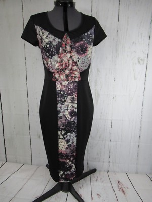 xhilaration bodycon dress Xhilaration Black With Multicolored Design Bodycon Dress Size M A8
