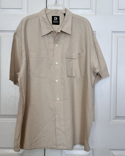 Vintage 90’s Karl Kani Jeans Co Linen Blend Button Down Short Sleeve Shirt XXL