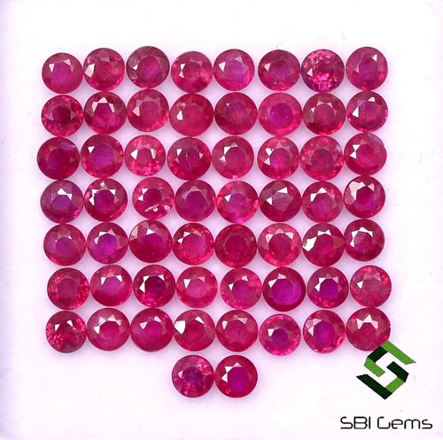 Lotto 3 mm rubino naturale taglio rotondo 30 pz pietre preziose sfaccettate calibrate - Foto 1 di 2