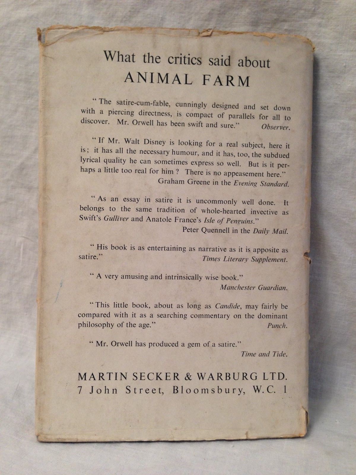 George Orwell - Animal Farm - 1946 Secker and Warburg, Original Dustwrapper | eBay George Orwell - Animal Farm - 1946 Secker and Warburg, Original Dustwrapper | eBay