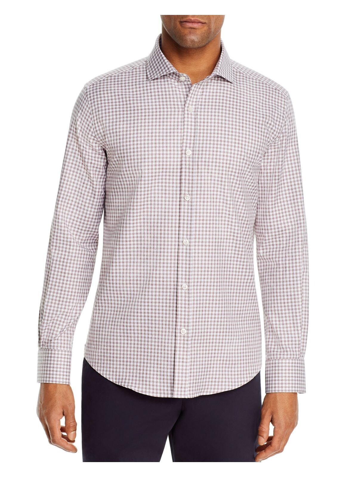DYLAN GRAY Mens Brown Gingham Long Sleeve Collared Classic Button Down Shirt XL