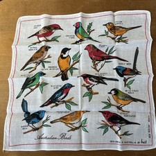 Vintage Taschentuch Australien Souvenir Heil Design australische V&ouml;gel unbenutzt