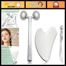 2Pcs Stainless Steel Gua Sha Tools Set for Face Neck, Lymphatic Drainage Massa
