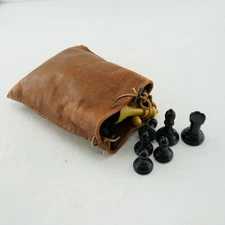 Vintage Drueke Simulated Wood Chessmen Set No.35 Staunton Tan And Black