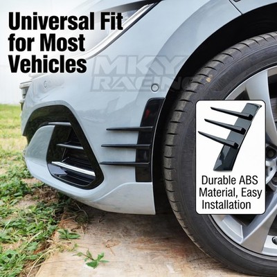 Universal 2X Sport Gloss Black Front Rear Side Fender Vents Wing Decor Trim