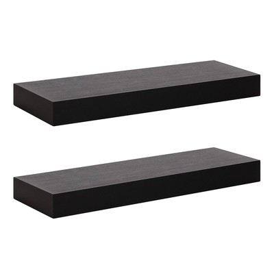 Havlock Modern Floating Shelves, Set of 2, Black, Sophisticated Storage and D...