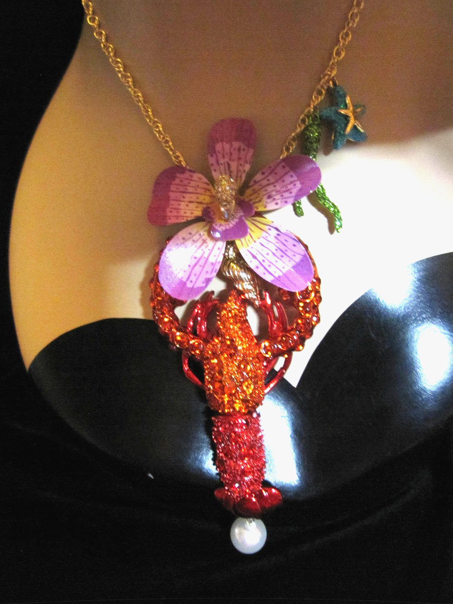 Betsey Johnson Mermaid Jewels Lobster Orchid Necklace | eBay