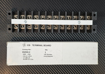 GE EB25B12 Terminal Block with Barrier 12 Position 0.63'' Spacing 600V 30A