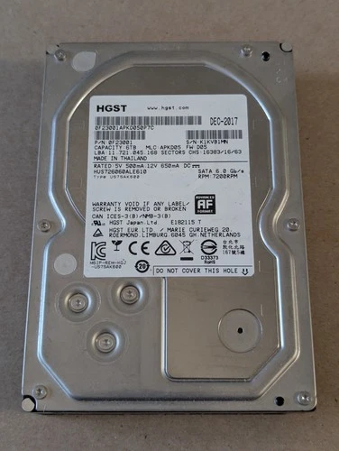 6TB HGST HUS726060ALE610 Enterprise Server Grade 3.5" SATA HDD 7200 RPM HDD