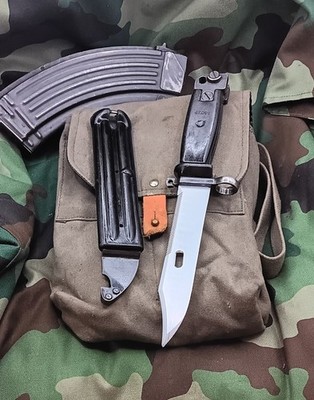 Yugoslavian Type IlI Bayonet & Scabbard w/ M70 4-cell Mag Pouch - 90s Balkan War