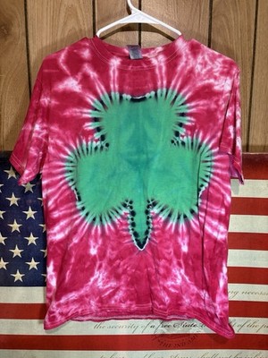 Custom Tie Dye Tee Shirt Fits like a medium 4 Leaf  clover T-Shirt One of a Kind