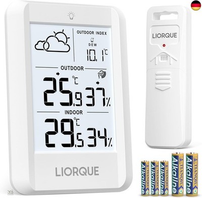 LIORQUE Wetterstation Funk mit Außensensor, Digital Thermometer Hygrometer