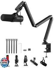 KU XIU Aluminum Alloy Boom Arm Microphone Stand for Desk, Three-S