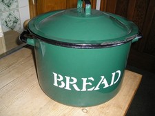 GREEN ENAMEL BREAD BIN  KITCHEN WARE/ VINTAGE BREAD BINS.