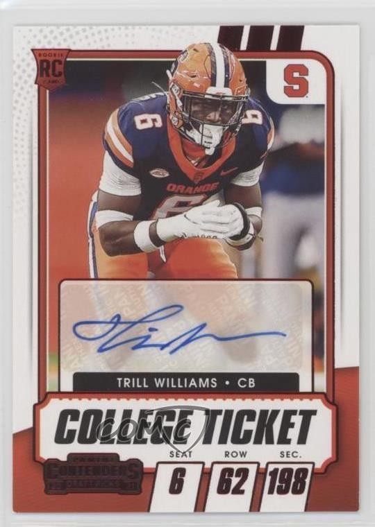 2021 Contenders Draft Picks College Game Ticket Red Trill Williams #286 Auto qw7
