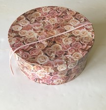Vtg Round Decorative hat box rose pattern 12" dia