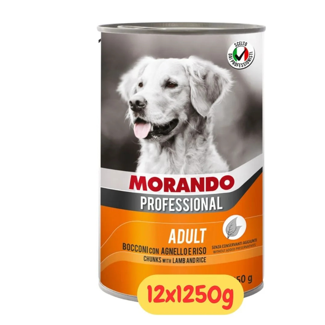 Morando Professional Cane Agnello Riso 12x1250g | Umido Alta Qualità