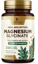 Magnesium Glycinate Supplement, 250 mg, Magnesium Supplement 100% Chelated