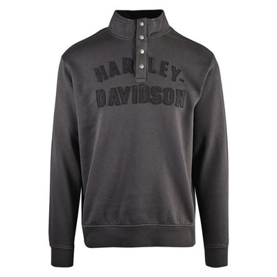 Harley-Davidson Herren Sweatshirt Schwarz Racer Snap Front Mockneck (S03)