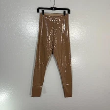Commando Leggings Womens Medium Brown Faux Leather Shiny High Rise Pants