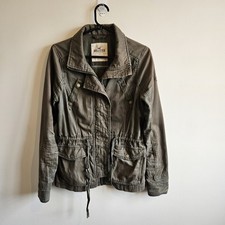 Hollister Womens Utility Jacket Khaki Green Size M Cotton Military Style