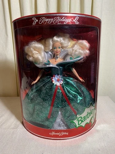 Mattel 1995 Happy Holidays Special Edition Barbie Doll. Green Dress