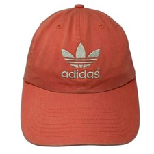Adidas Baseball Cap Orange White Embroidered Logo One Size Slideback Cotton Hat