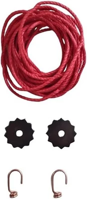 KD89 Kit comtoise corde torsadée rouge rondelles étoilées et crochets Made in France