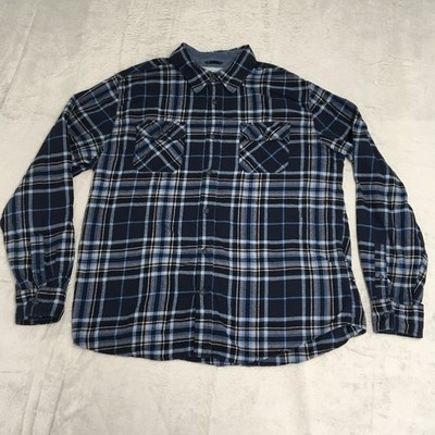 Wetterfestes Vintage Hemd Herren XL blau kariert Knopfleiste Flanell USA Holzfäller 