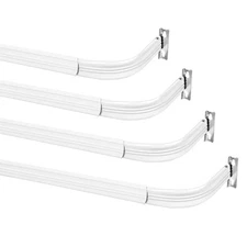 4 Pieces Adjustable Curtain Single Rod Heavy Duty Door Window Curtain Rod Pan...
